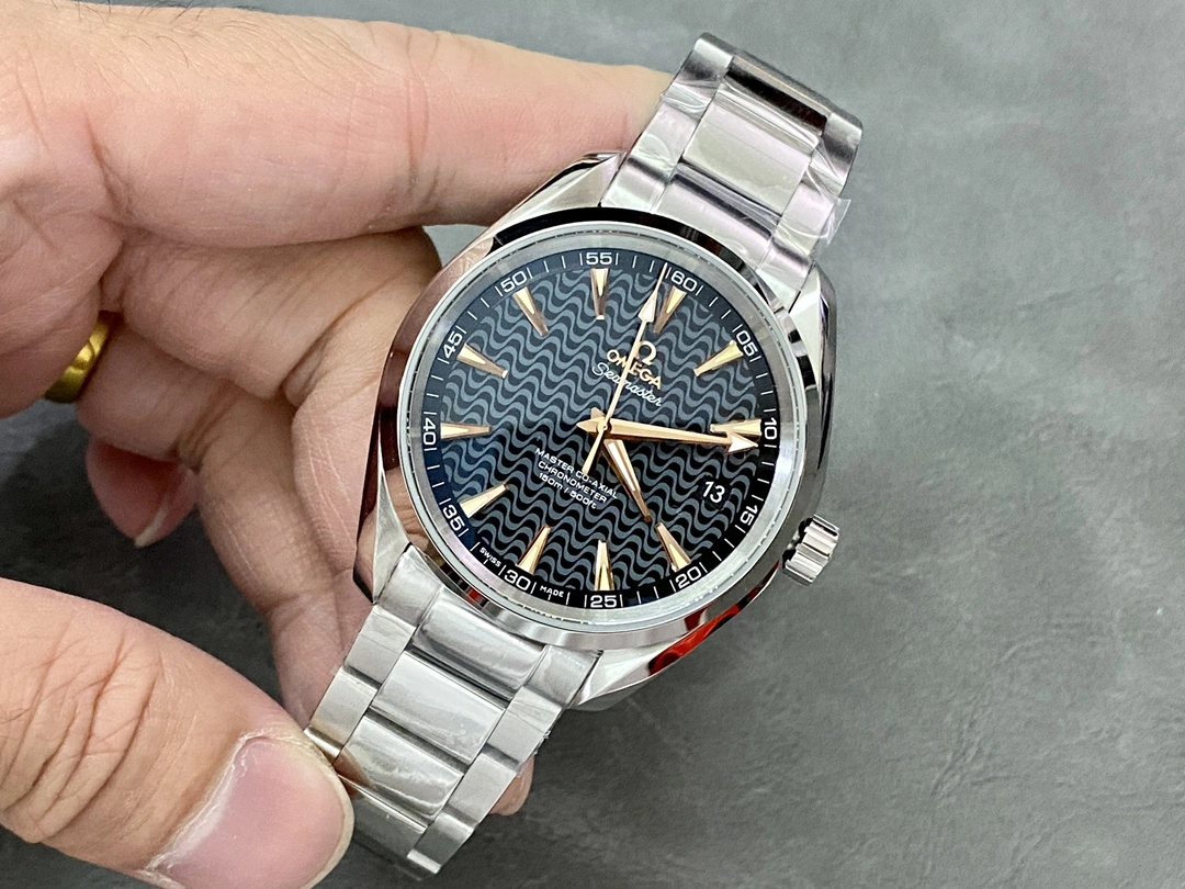 Original CBD Factory Omega Seamaster Aqua Terra 150M 41.5mm Black Wave Dial 18K Rose Gold Hands Stainless Steel Bracelet (231.10.42.21.01.006) 1:1 Super Clone – DD8500 Movement 251